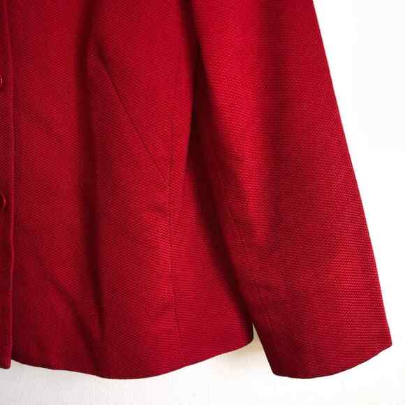 Pendleton Size 8 Blazer Jacket Red Textured Cotton Weave Career Work Preppy Fall - Picture 9 of 16